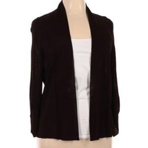 Kim Rogers Womens Cardigan Sweater Black Textured Long Sleeve Open Front S NEW